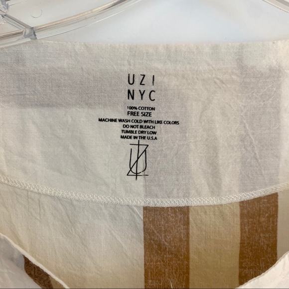 Uzi NYC Printed Tunic Top O/S Tan White worn once - Picture 4 of 4